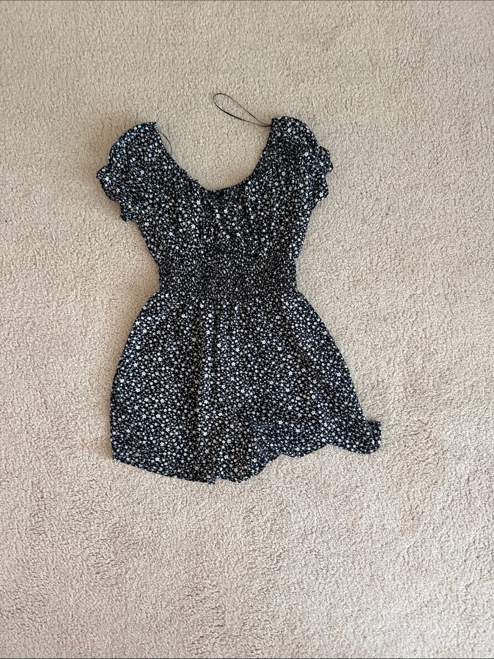 Love Tree Black and White Floral Smocked Dress